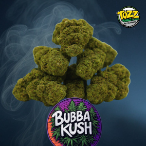 Bubba Kush CBD Indoor - Descendiente de OG Kush, cultivada en interior en Suiza. Aroma terroso y especiado, efecto relajante. Envío en 24h.